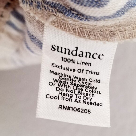 Sundance Wilde Striped 100% Linen Bermuda Shorts Beige Blue Women's 12 Petite - Picture 9 of 16